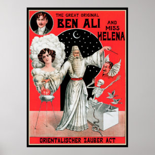 Oude Magische Poster, de Grote Originele Ben Ali Poster