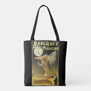 Oude magische poster, goochelaar Bancroft en Leeuw Tote Bag