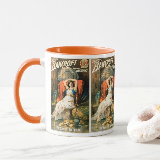 Oude magische poster, goochelaar Frederick Bancrof Mok (Met donut)