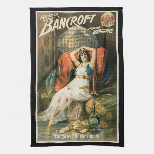 Oude magische poster, goochelaar Frederick Bancrof Theedoek (Verticaal)