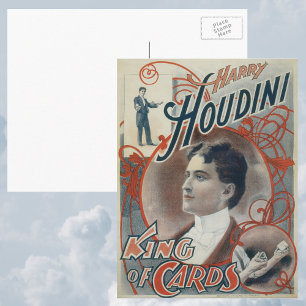 Oude magische poster, goochelaar Harry Houdini  Briefkaart