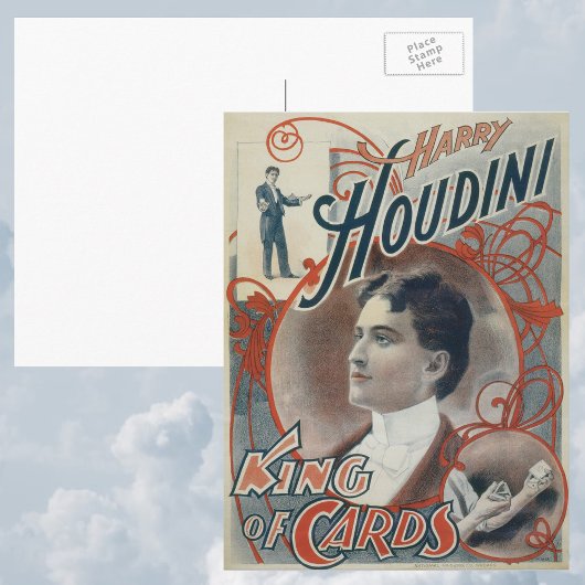 Oude magische poster, goochelaar Harry Houdini Briefkaart