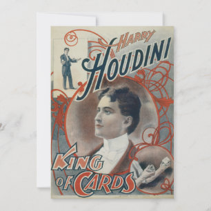 Oude magische poster, goochelaar Harry Houdini Kaart