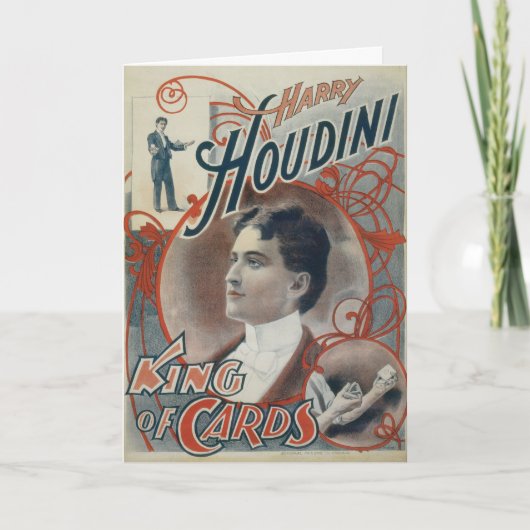 Oude magische poster, goochelaar Harry Houdini Kaart (Voorkant)