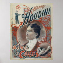 Oude magische poster, goochelaar Harry Houdini