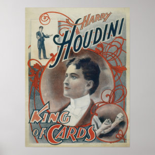 Oude magische poster, goochelaar Harry Houdini Poster