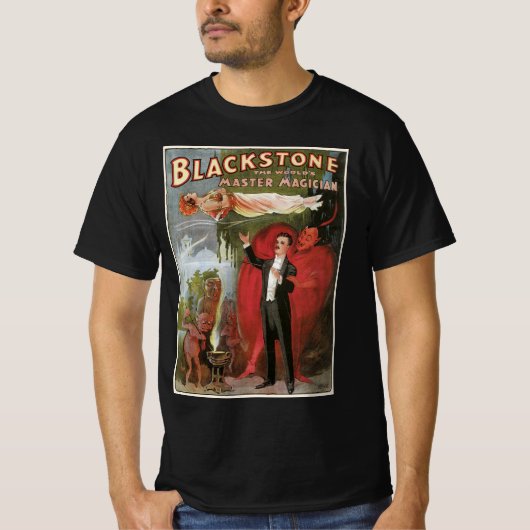 Oude magische poster, Grote Zwarte Steen tovenaar T-shirt (Voorkant)