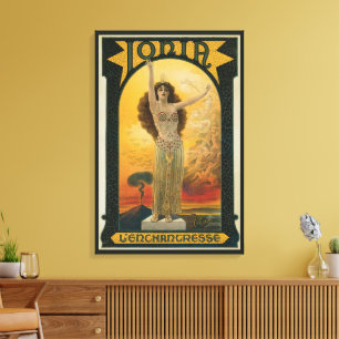 Oude magische poster, Ionia de Betoverster Canvas Afdruk