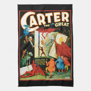 Oude magische poster, Magiër Carter de Grote Theedoek