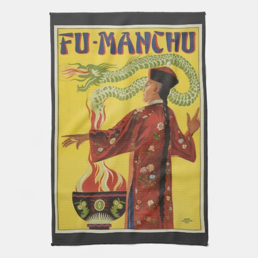 Oude Magische Poster, Magiër Fu-Manchu Theedoek (Verticaal)