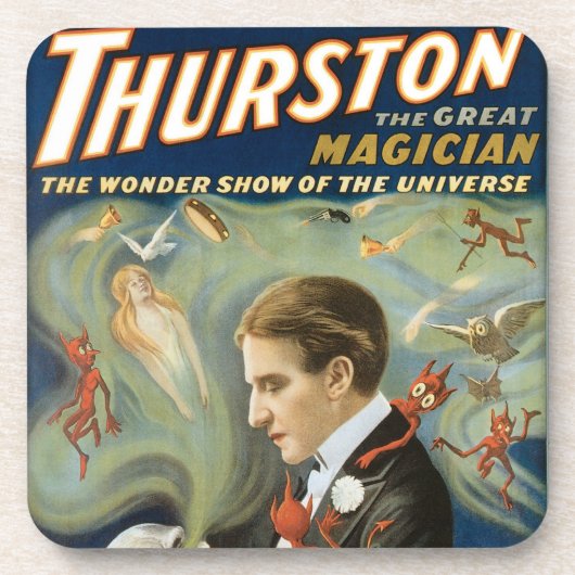 Oude Magische Poster, Thurston, De Grote Magiër Bier Onderzetter (Voorkant)