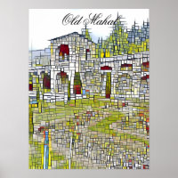 Oude Mahal Historische Ruïnes Abstracte Kunst Wand
