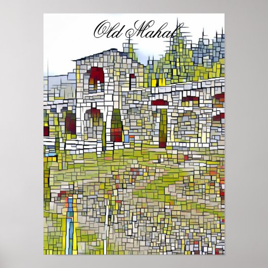 Oude Mahal Historische Ruïnes Abstracte Kunst Wand Poster (Voorkant)