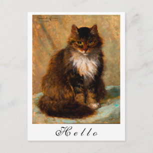 Oude Maine Coon Kat Geschilderd Portret Ansichtkaa Briefkaart