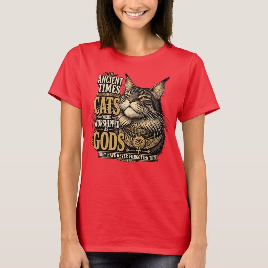 Oude Maine Kat Houding T-shirt (Voorkant)