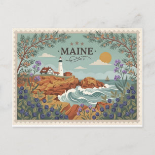 Oude Maine State Trave kustvuurtoren Feestdagenkaart