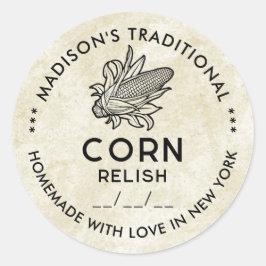 Oude maisrelish sticker met kolsymbool