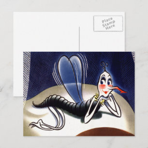 Oude Malaria Muggen Dame Briefkaart