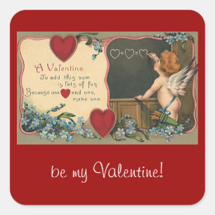 Oude malse Valentijnsdag, Cherub Leraar Vierkante Sticker