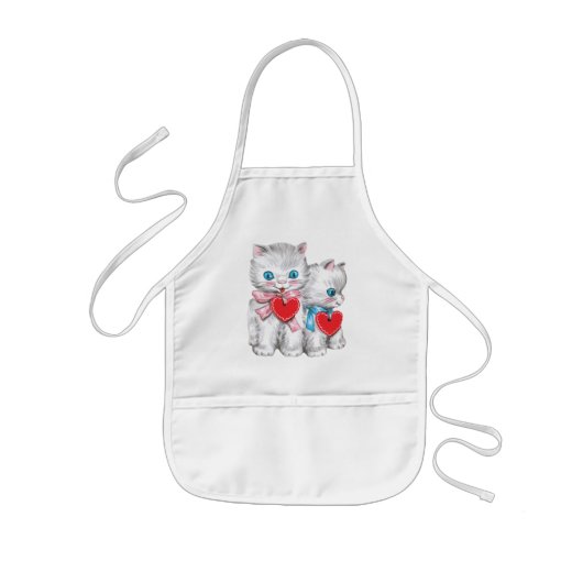 Oude malse Valentijnsdagkatten, Retro Kitten Kinder Schort (Voorkant)