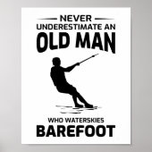 Oude Man Barefoot Barefooting skiën Water sport Poster (Voorkant)
