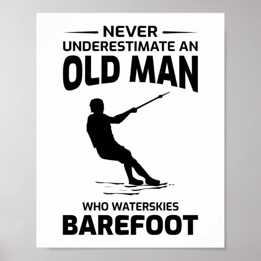 Oude Man Barefoot Barefooting skiën Water sport Poster (Voorkant)
