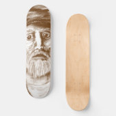 Oude man bruine houtskooltekening skateboard (Voorkant)