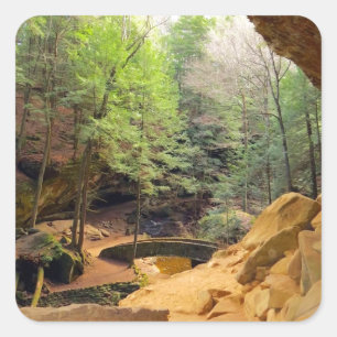 Oude Man Cave Vierkante Sticker