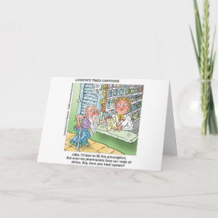 Oude Man & De Apotheek Grappige Offbeat Cartoon Ca Kaart