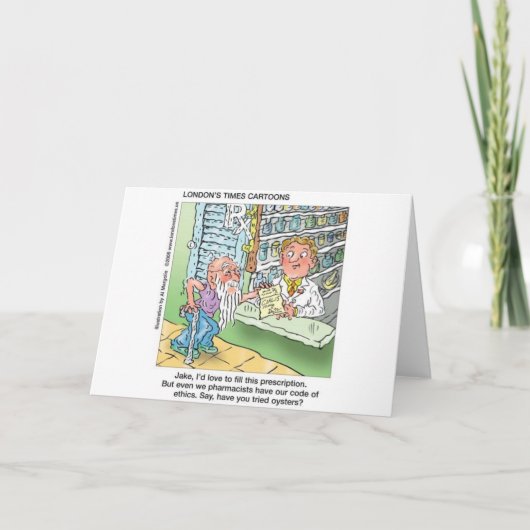 Oude Man & De Apotheek Grappige Offbeat Cartoon Ca Kaart (Voorkant)