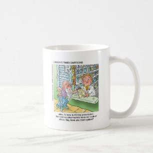Oude Man & De Apotheek Grappige Offbeat Cartoon Ca Koffiemok