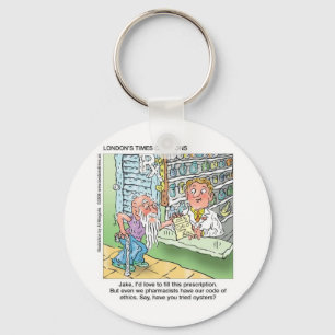 Oude Man & De Apotheek Grappige Offbeat Cartoon Ca Sleutelhanger