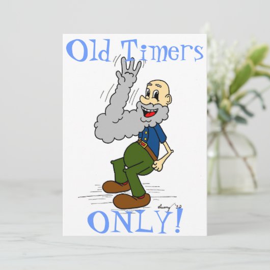 Oude Man die op de zijkant zwaait "Oude Tijdopneme Kaart (Staand voorkant)