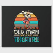 Oude Man die van theater houdt Cadeaupapier (Vlak)