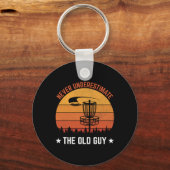 Oude man discgolf ontwerp voor mannen discgolf lie sleutelhanger (Voorkant)