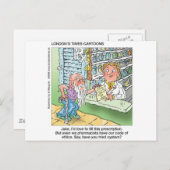 Oude Man en apotheker grappige offbeat Cartoon cad Briefkaart (Voorkant / Achterkant)