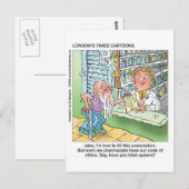 Oude Man en apotheker grappige offbeat Cartoon cad Briefkaart (Voorkant / Achterkant)