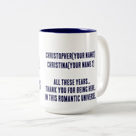 Oude man en vrouw Jubileum Mok Valentijnse (Voorkant rechts)