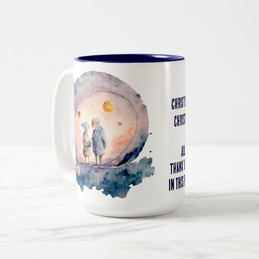 Oude man en vrouw Jubileum Mok Valentijnse (Voorkant links)