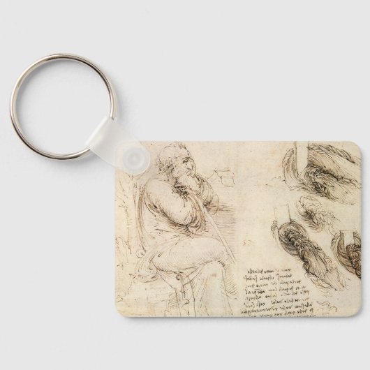 Oude man en water van Leonardo da Vinci Sleutelhanger (Achterkant)