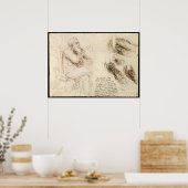 Oude man en waterschets door Leonardo da Vinci Poster (Keuken)