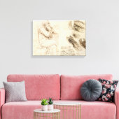 Oude man en waterschets van Leonardo da Vinci Canvas Afdruk (Insitu (Woonkamer))