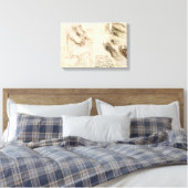 Oude man en waterschets van Leonardo da Vinci Canvas Afdruk (Insitu (Slaapkamer))