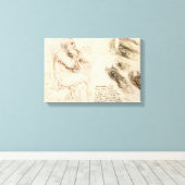 Oude man en waterschets van Leonardo da Vinci Canvas Afdruk (Insitu (Houten vloer))