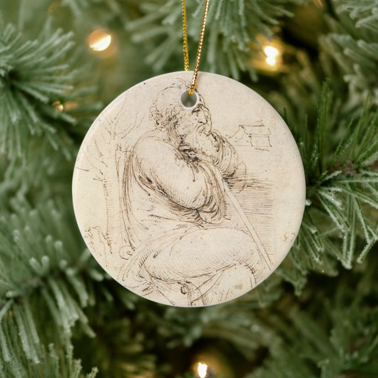 Oude man en waterschets van Leonardo da Vinci Keramisch Ornament (Boom)