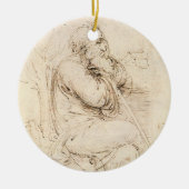 Oude man en waterschets van Leonardo da Vinci Keramisch Ornament (Voorkant)