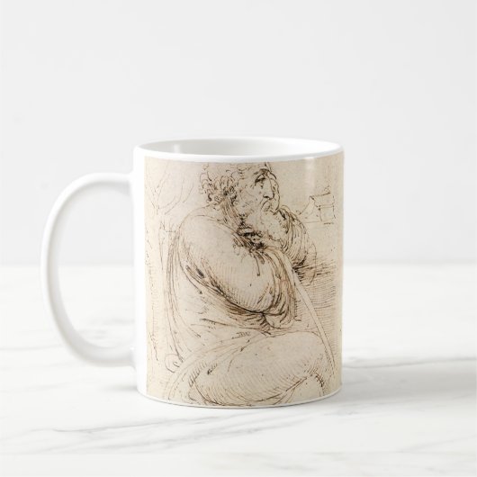 Oude man en waterschets van Leonardo da Vinci Koffiemok (Links)