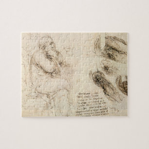 Oude man en waterschets van Leonardo da Vinci Legpuzzel