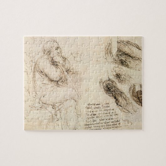 Oude man en waterschets van Leonardo da Vinci Legpuzzel (Horizontaal)