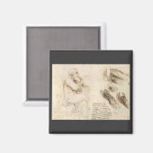 Oude man en waterschets van Leonardo da Vinci Magneet (Voorkant / Achterkant)